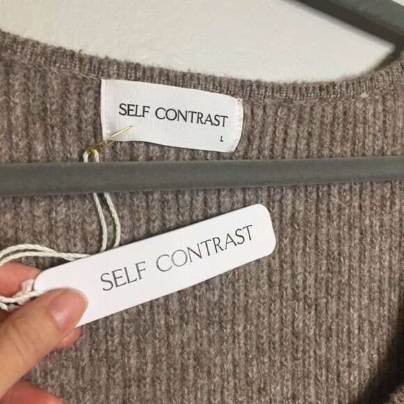 NWT! Self Contrast Sweater with Puff Sleeves | Brown | Large - Picture 4 of 11